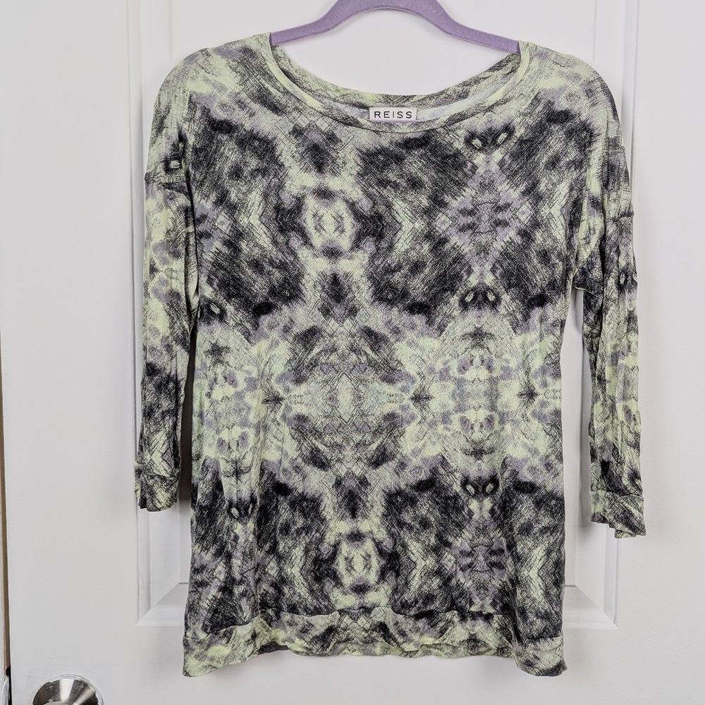 REISS | Multicolor Geometric Long Sleeve Top Size Small